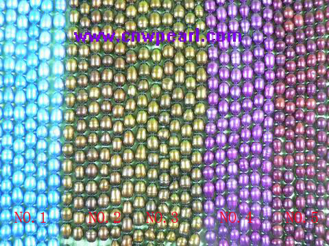 5-6mm multicolor rice shaped freshwater pearl strands